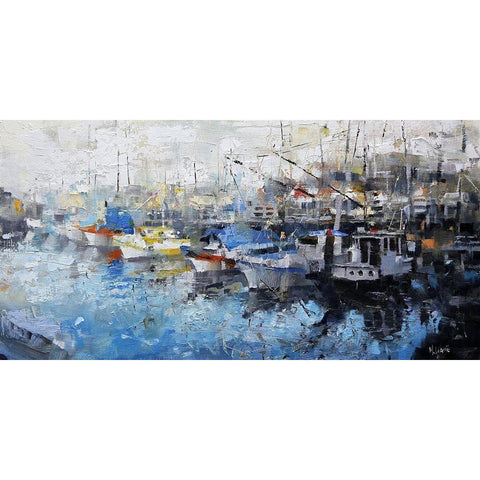 San Francisco Wharf Black Modern Wood Framed Art Print by Lague, Mark