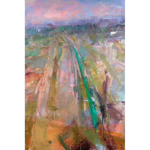 Aerial Railyard White Modern Wood Framed Art Print by Lenssen, Georganna