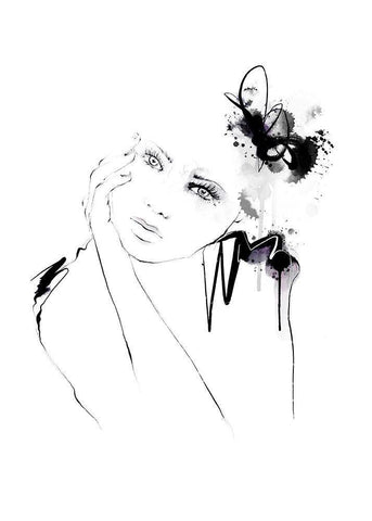 Oh Really? Black Ornate Wood Framed Art Print with Double Matting by Larsdotter, Lotta