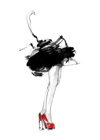 Red Shoes White Modern Wood Framed Art Print with Double Matting by Larsdotter, Lotta