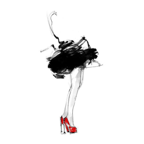 Red Shoes Black Modern Wood Framed Art Print by Larsdotter, Lotta