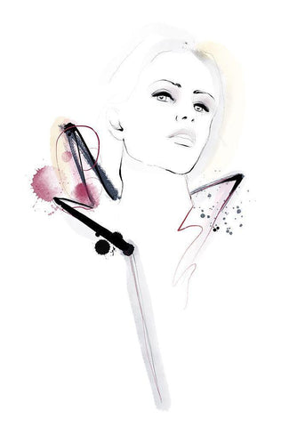 Pink Ink White Modern Wood Framed Art Print with Double Matting by Larsdotter, Lotta