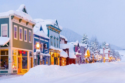 Elk Avenue Morning Glow White Modern Wood Framed Art Print with Double Matting by Leacock, J.C.