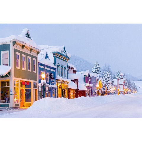 Elk Avenue Morning Glow Gold Ornate Wood Framed Art Print with Double Matting by Leacock, J.C.