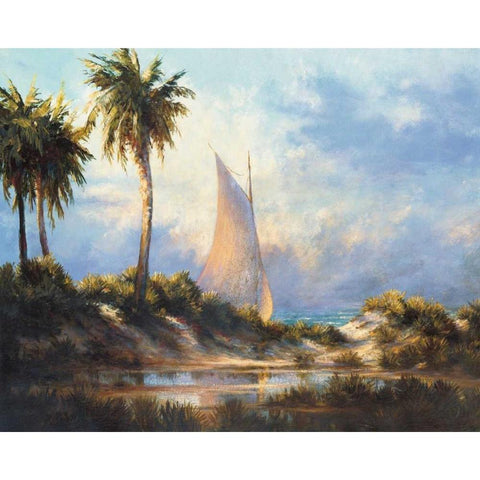 Manasota Key Returning Gold Ornate Wood Framed Art Print with Double Matting by Malarz