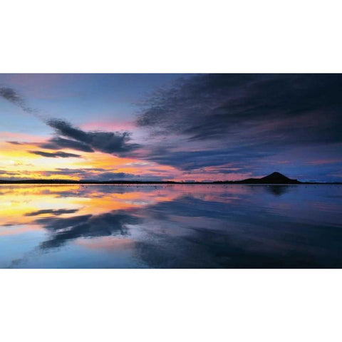 Lake Myvatn Reflections Gold Ornate Wood Framed Art Print with Double Matting by Mumford, Andy
