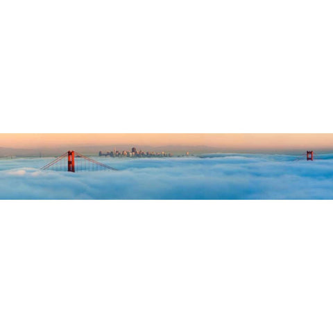 Foggy City White Modern Wood Framed Art Print by Murray, Jeffrey