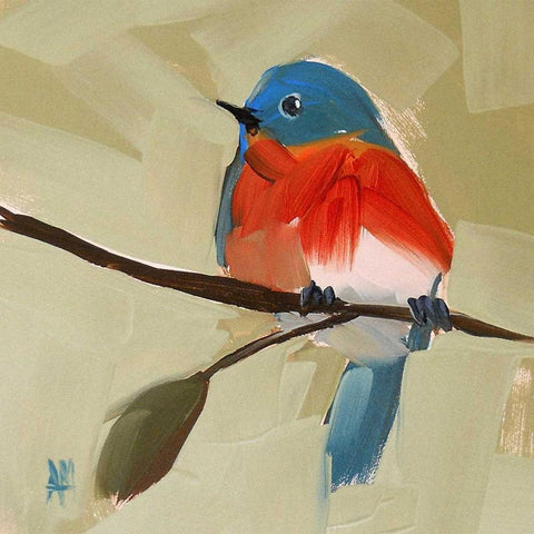 Bluebird No. 21 White Modern Wood Framed Art Print by Moulton, Angela