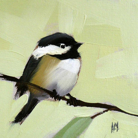 Chickadee No. 143 Black Ornate Wood Framed Art Print with Double Matting by Moulton, Angela