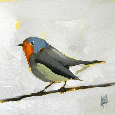Robin on Wire Black Modern Wood Framed Art Print by Moulton, Angela