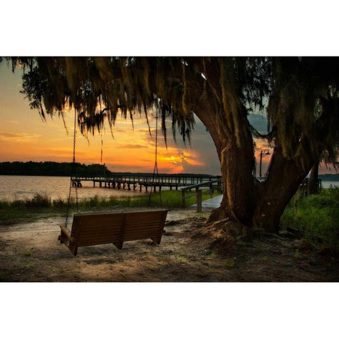 Savannah Sunset Black Modern Wood Framed Art Print with Double Matting by Mikaels, Natalie