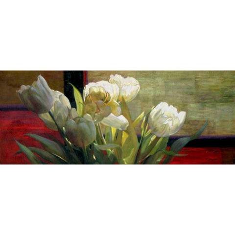 Tulips with Red Gold Ornate Wood Framed Art Print with Double Matting by McLaughlin, Jan