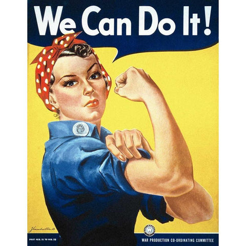 Rosie the Riveter White Modern Wood Framed Art Print by Miller, J. Howard