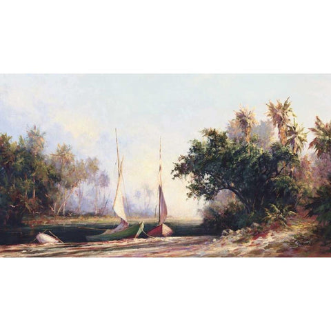 Peace River Sunset Black Modern Wood Framed Art Print by Malarz