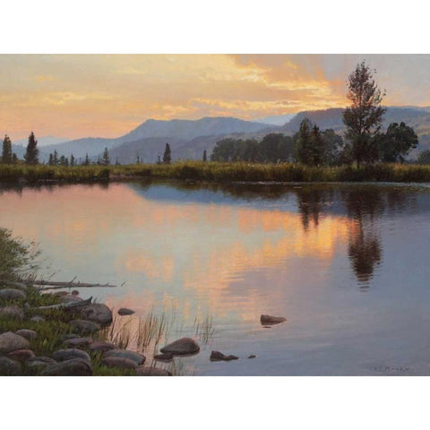 Tranquil Evening Gold Ornate Wood Framed Art Print with Double Matting by Moore, Jay