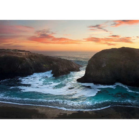 Coastal Glow Black Modern Wood Framed Art Print with Double Matting by Mikaels, Natalie