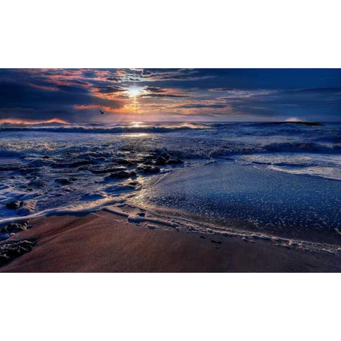 Deep Blue White Modern Wood Framed Art Print by Mikaels, Natalie
