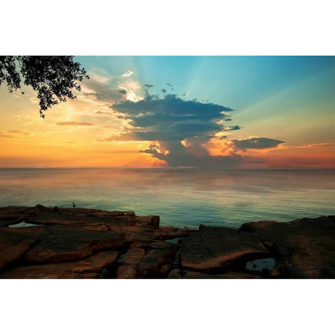 Tranquil Overlook Black Modern Wood Framed Art Print by Mikaels, Natalie