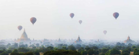 Sunrise at Bagan White Modern Wood Framed Art Print with Double Matting by Mumford, Andy