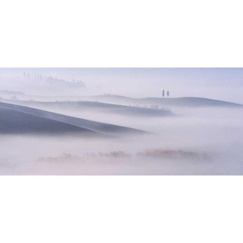 Dawn Mist in Val daâ‚¬â„¢Orcia, Tuscany Gold Ornate Wood Framed Art Print with Double Matting by Mumford, Andy