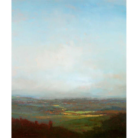 Green Valley Below Black Modern Wood Framed Art Print with Double Matting by McCarthy, William