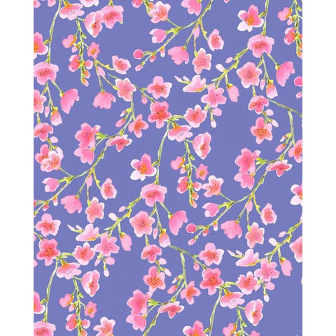 Cherry Blossom Blue White Modern Wood Framed Art Print by Maldonado, Jacqueline