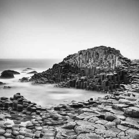 The Giantaâ‚¬â„¢s Causeway White Modern Wood Framed Art Print by Morrissey, Margaret