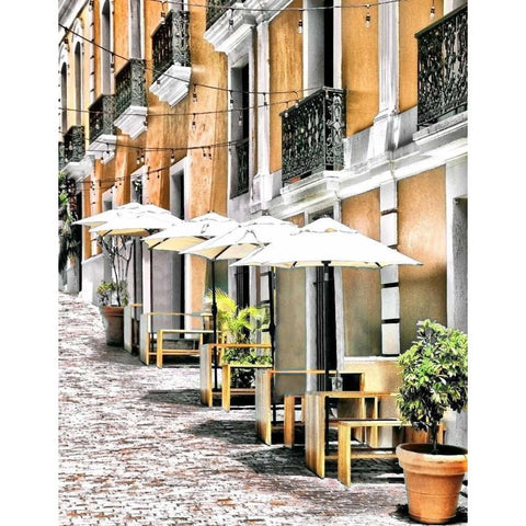 Old San Juan Siesta White Modern Wood Framed Art Print by Miamee, Golie