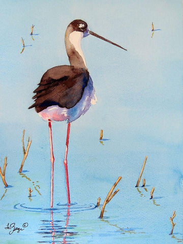 Black Neck Stilt III Black Ornate Wood Framed Art Print with Double Matting by Muren, Nancy LaBerge