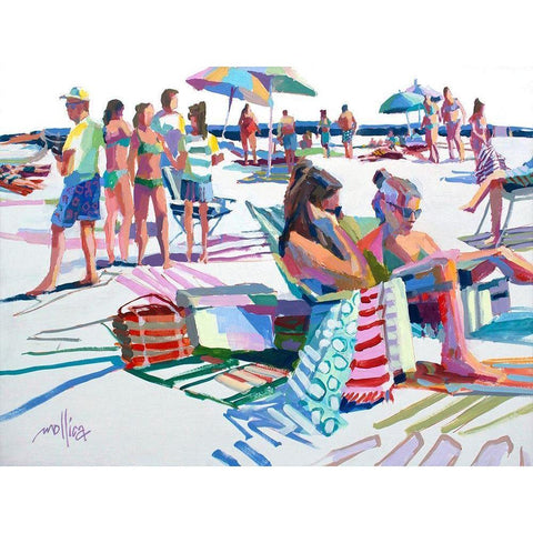 Beach Party Black Modern Wood Framed Art Print with Double Matting by Mollica, Patti