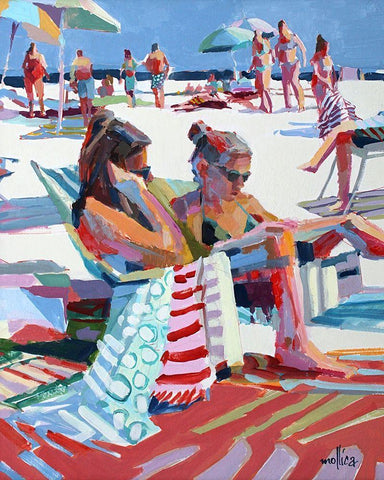 Beach Gossip Black Ornate Wood Framed Art Print with Double Matting by Mollica, Patti