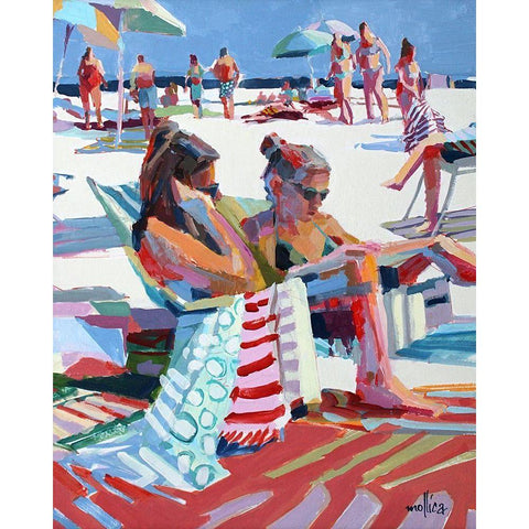 Beach Gossip Black Modern Wood Framed Art Print by Mollica, Patti