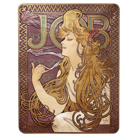 Job Cigarette Rolling Papers Advertisement, 1897 White Modern Wood Framed Art Print by Mucha, Alphonse