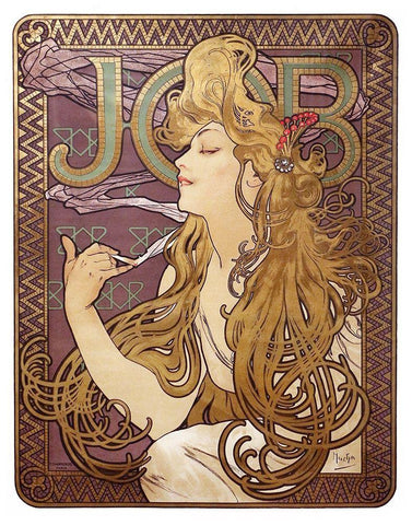 Job Cigarette Rolling Papers Advertisement, 1897 White Modern Wood Framed Art Print with Double Matting by Mucha, Alphonse