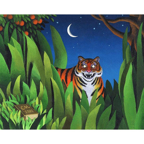 Tiger Tyger Gold Ornate Wood Framed Art Print with Double Matting by Miles, Chris