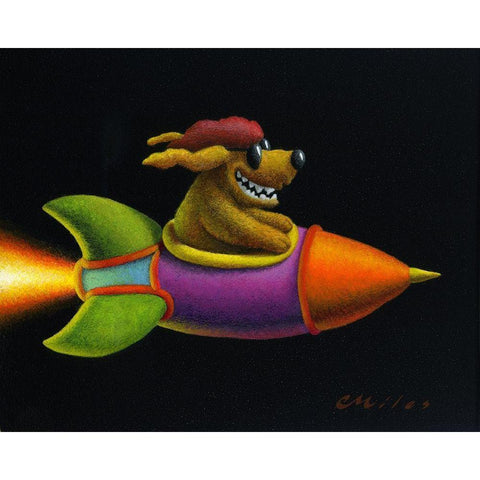 Rocket Dog Black Modern Wood Framed Art Print with Double Matting by Miles, Chris