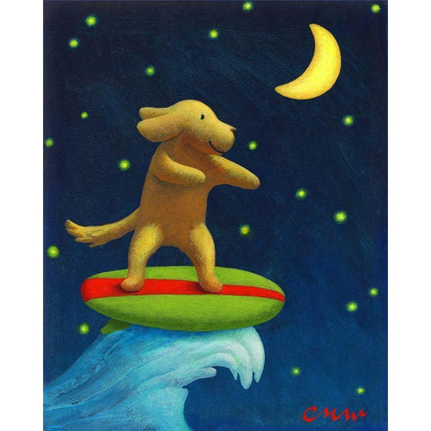 Night Rider White Modern Wood Framed Art Print by Miles, Chris