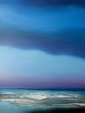 Blue Symphony White Modern Wood Framed Art Print with Double Matting by Mote, Michael