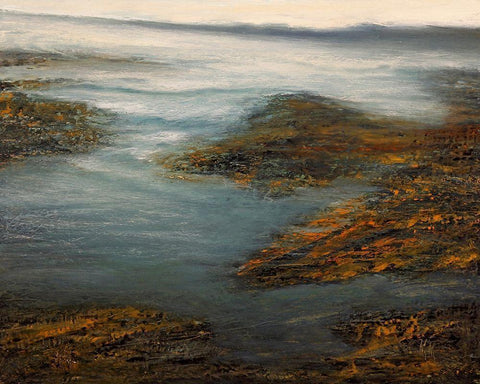 Rocky Cove Black Ornate Wood Framed Art Print with Double Matting by Mote, Michael