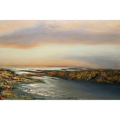 Sunset Waters Gold Ornate Wood Framed Art Print with Double Matting by Mote, Michael