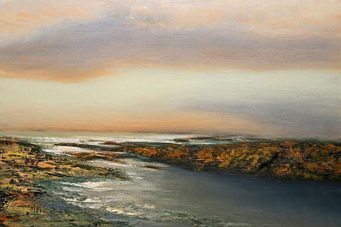 Sunset Waters Black Ornate Wood Framed Art Print with Double Matting by Mote, Michael