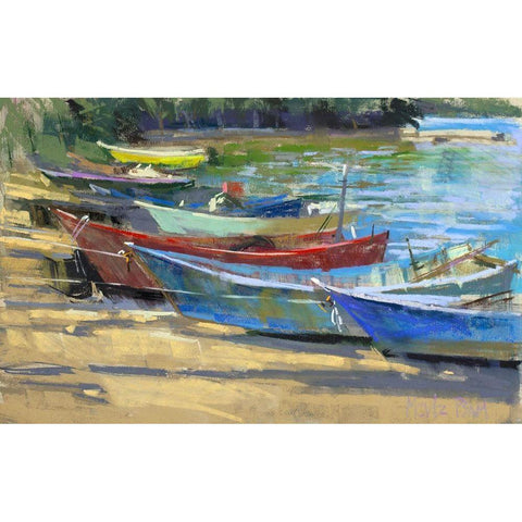 Fishing Boats Marta Gold Ornate Wood Framed Art Print with Double Matting by Mertz, Nancie King