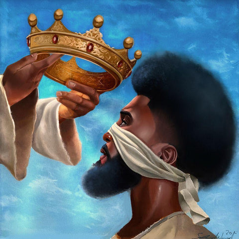 Crown Me Lord â€“ Man Black Modern Wood Framed Art Print by Muhammad, Salaam