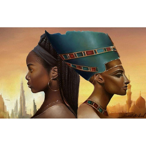 Past and Future Queens Black Modern Wood Framed Art Print with Double Matting by Muhammad, Salaam