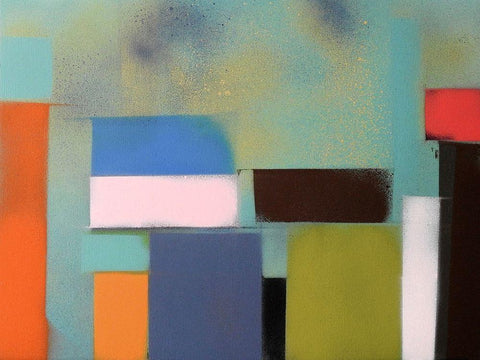 Urban Hues 02 White Modern Wood Framed Art Print with Double Matting by Miller, Gill