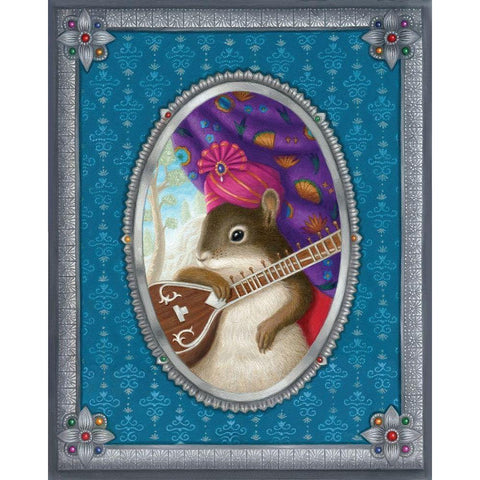 Ravi The Squirrel Gold Ornate Wood Framed Art Print with Double Matting by Matarazzo, Gina