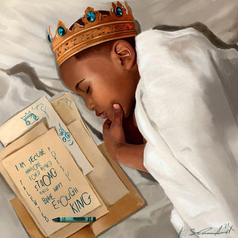 Even When Im Sleeping - Boy Black Ornate Wood Framed Art Print with Double Matting by Muhammad, Salaam