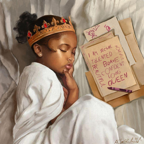 Even When Im Sleeping - Girl Black Ornate Wood Framed Art Print with Double Matting by Muhammad, Salaam