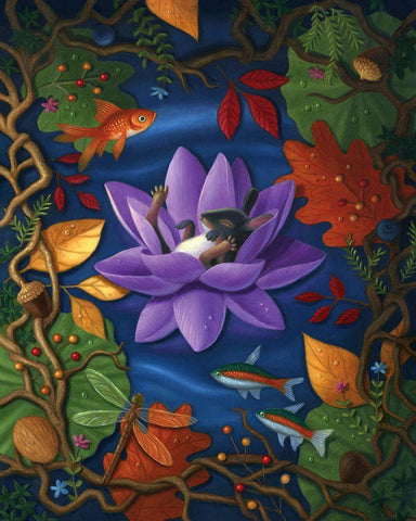 Adrift Black Ornate Wood Framed Art Print with Double Matting by Matarazzo, Gina