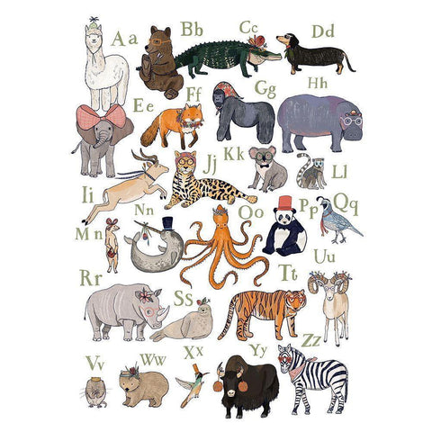 ABC Party Animal Black Modern Wood Framed Art Print by Melin, Hanna